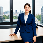 경비지도사 최신 기출문제 다운로드 - Modern Office Scene**

"A professional businesswoman in a modest, dark blue business suit, sitting a...