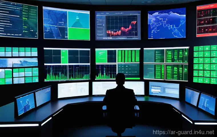 경비지도사 직업군의 장래성 - **Prompt 1: The Modern Security Control Hub**
    "A highly professional male security officer, mid-...
