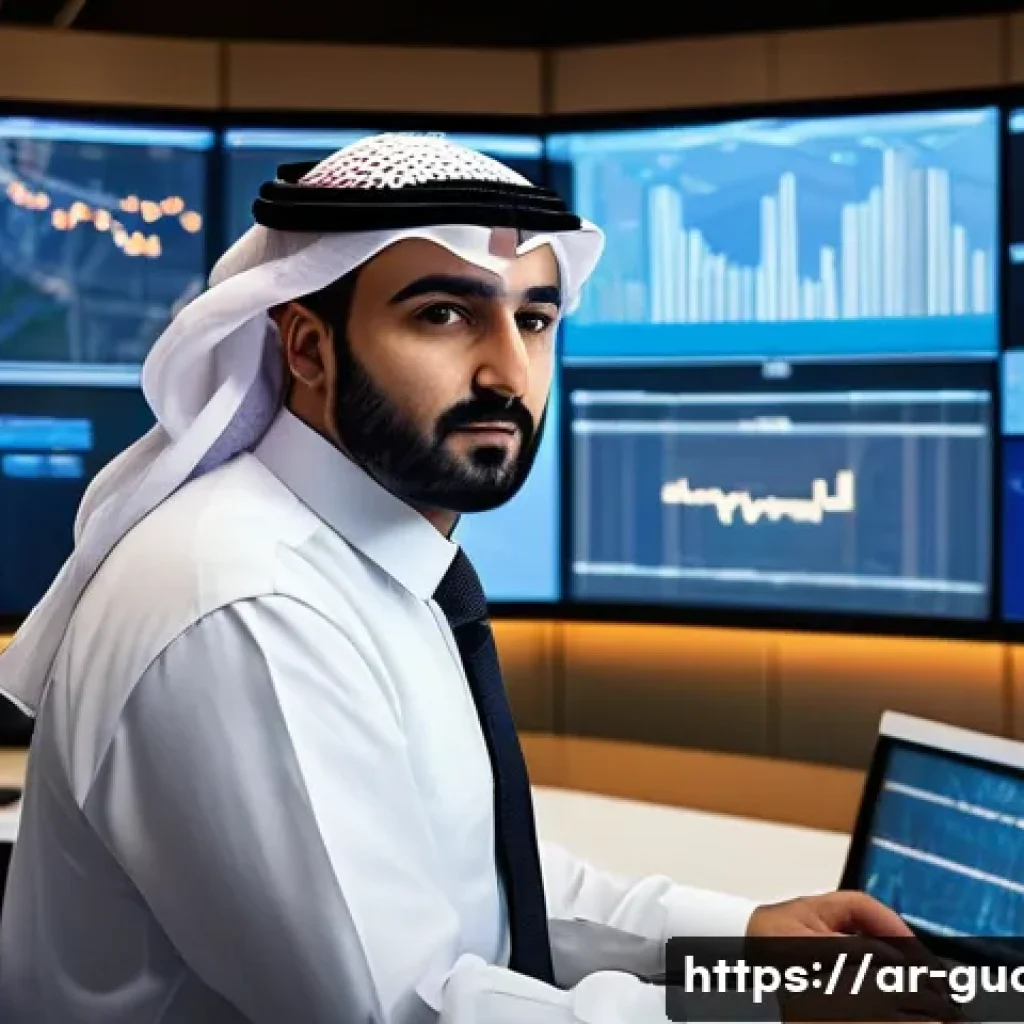 경비지도사 직업으로의 진입 장벽 - **Prompt:** A highly detailed image of a modern security control room in a bustling Middle Eastern c...