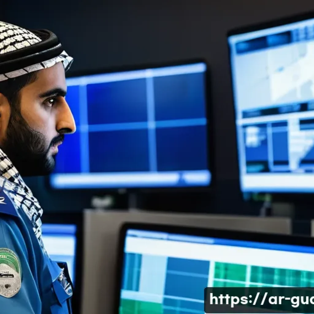 경비지도사 실기 시험 대비 - A professional Middle Eastern male security guard wearing a traditional keffiyeh and modern security...