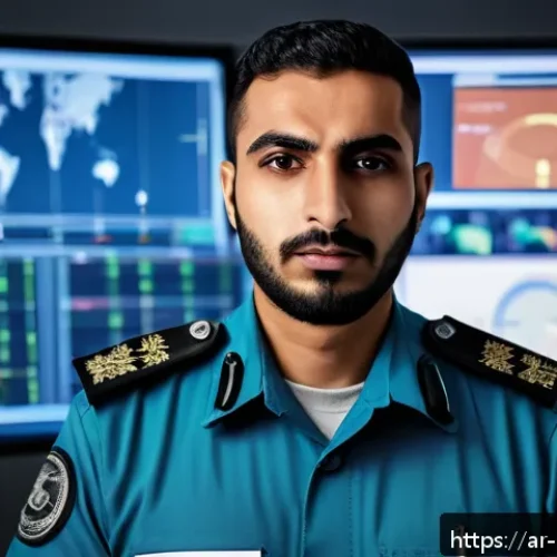Home 33 경비지도사 경력관리 전략 - A professional Middle Eastern male security guard wearing a modern uniform with a visible badge and ...